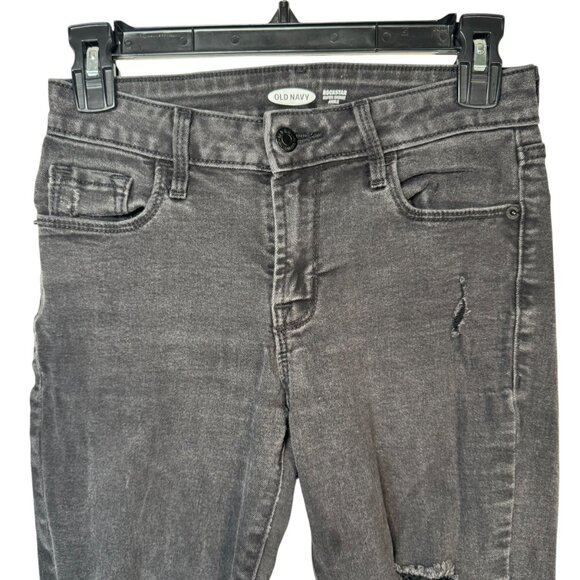 Old Navy Rockstar Black Super Skinny Ankle Jeans Pants Goth Punk Emo Grunge Sz 4 - Picture 2 of 8